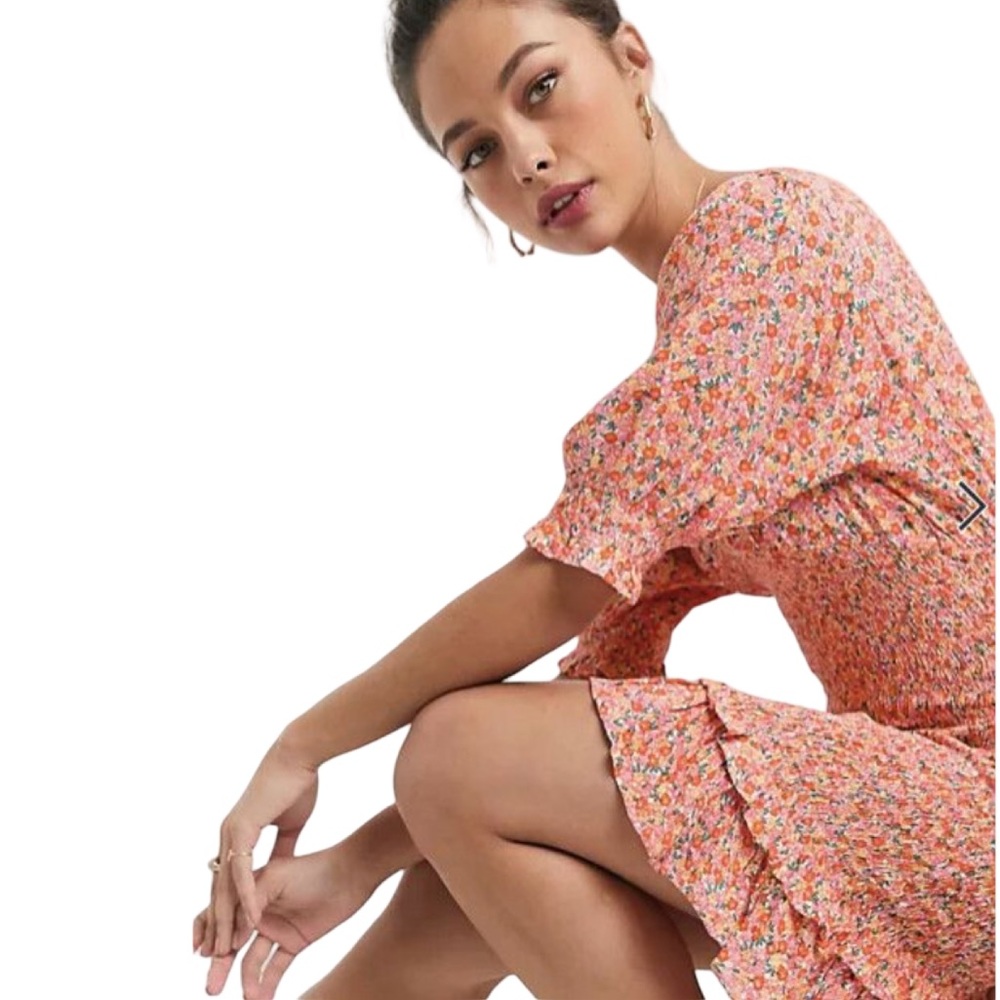 Faithful The Brand Margherita Smocked Mini Dress in Pink Mathiola Pattern Size 6